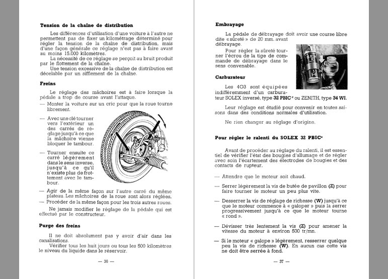 Notice d'utilisation Peugeot 403