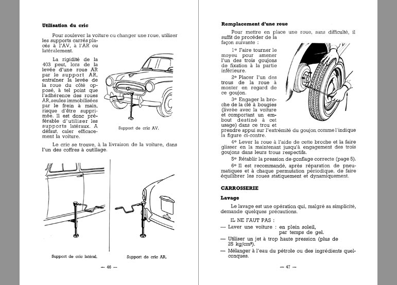 Notice d'utilisation Peugeot 403