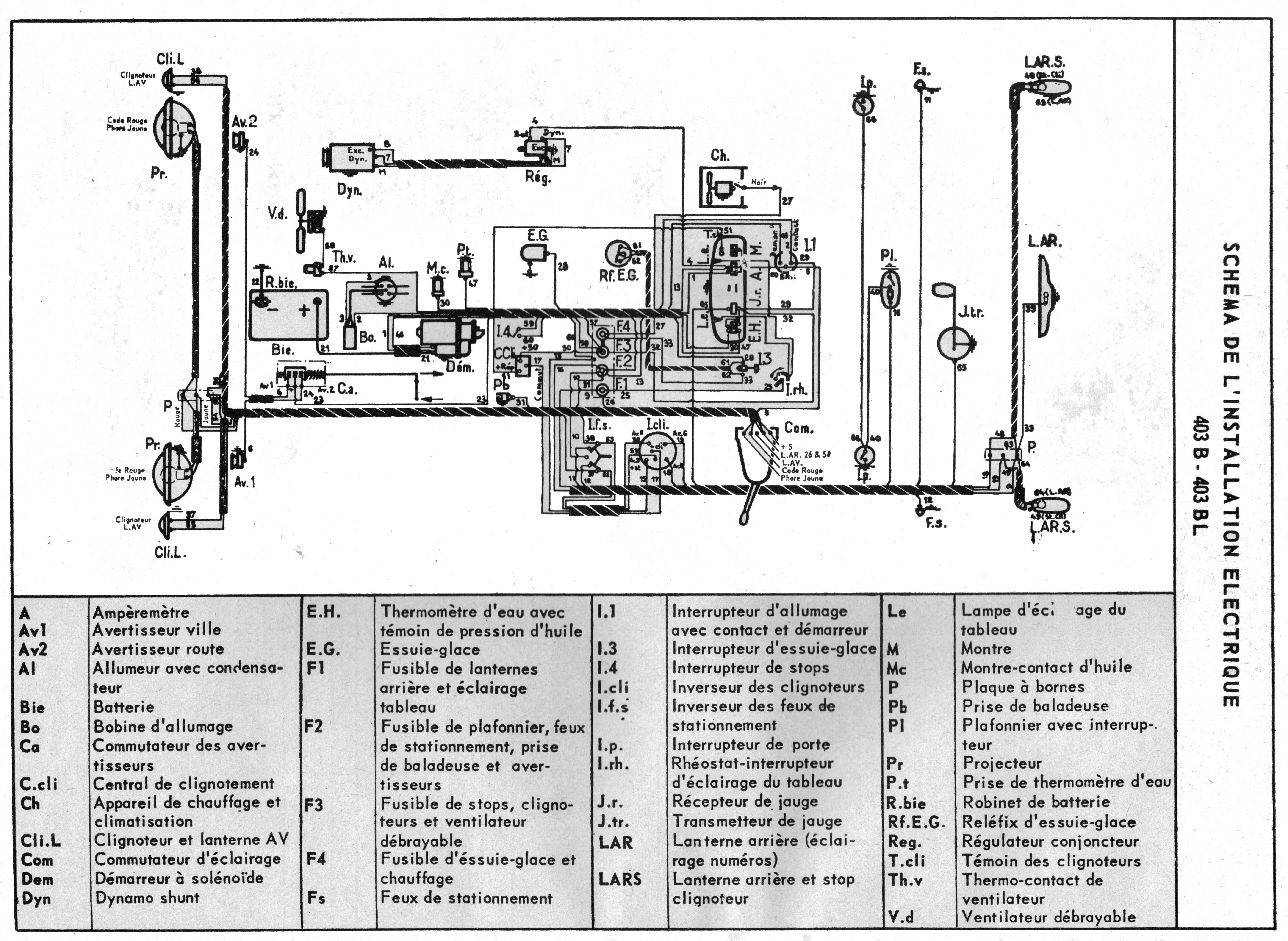 Peugeot 403 - Sch&eacute;ma &eacute;lectrique mb7
